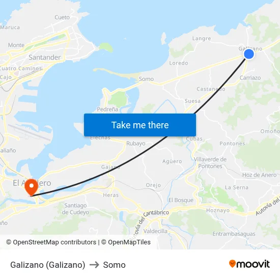 Galizano (Galizano) to Somo map