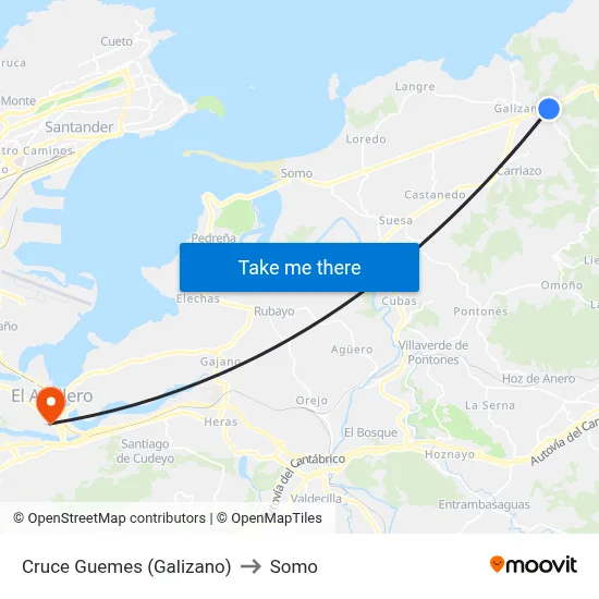 Cruce Guemes (Galizano) to Somo map