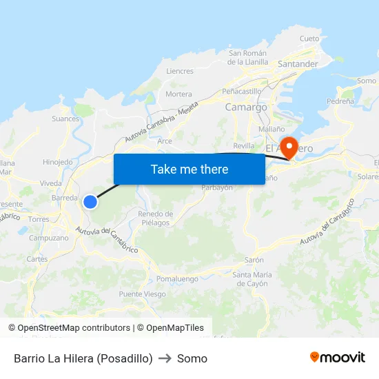 Barrio La Hilera (Posadillo) to Somo map