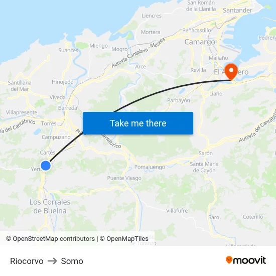Riocorvo to Somo map