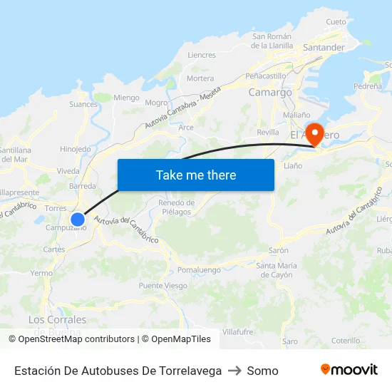 Estación De Autobuses De Torrelavega to Somo map