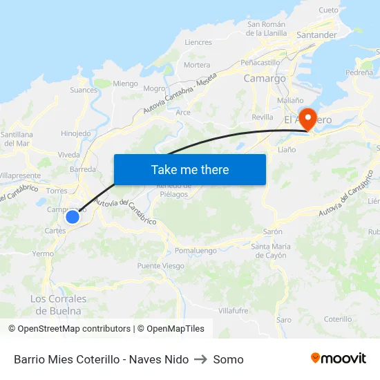 Barrio Mies Coterillo - Naves Nido to Somo map