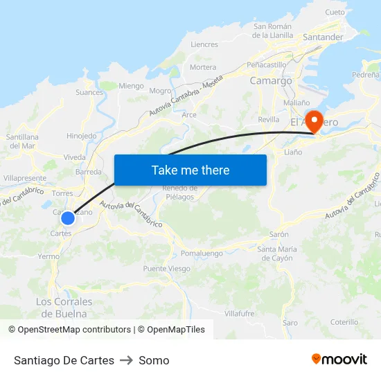 Santiago De Cartes to Somo map