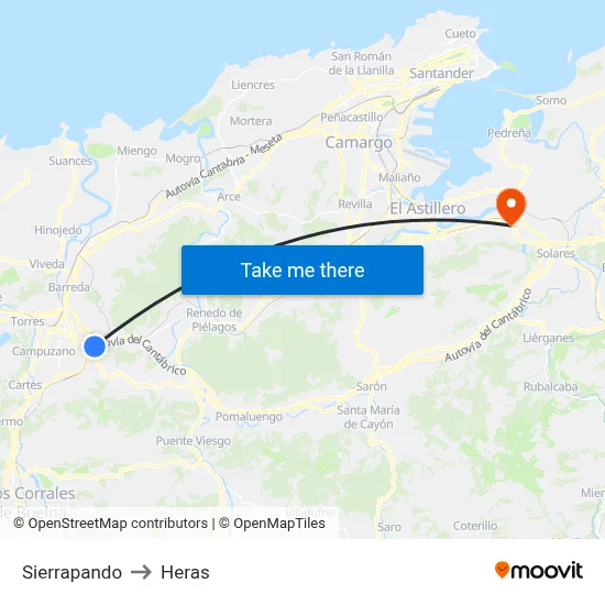 Sierrapando to Heras map