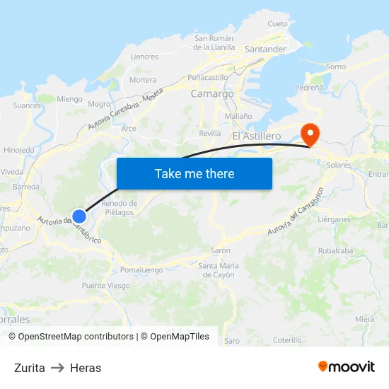 Zurita to Heras map