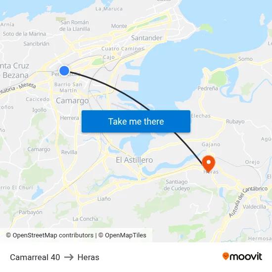 Camarreal 40 to Heras map