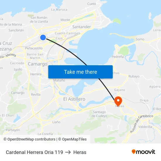 Cardenal Herrera Oria 119 to Heras map