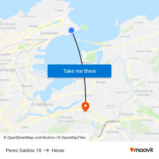 Perez Galdós 18 to Heras map