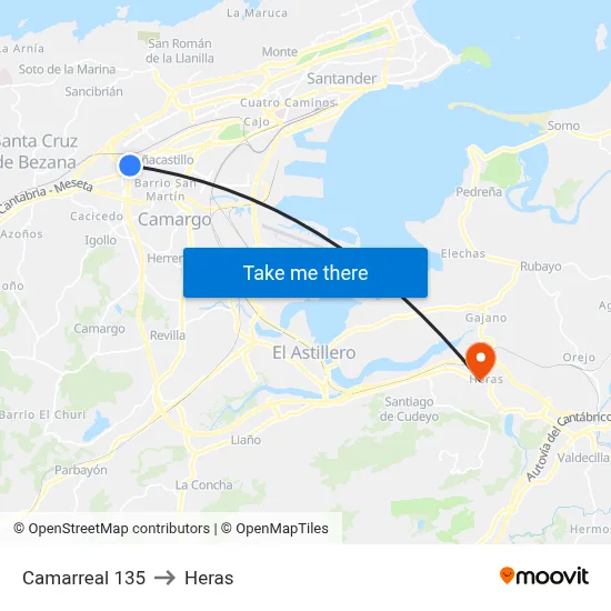 Camarreal 135 to Heras map