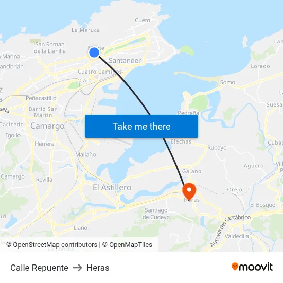 Calle Repuente to Heras map