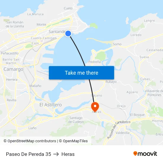 Paseo De Pereda 35 to Heras map