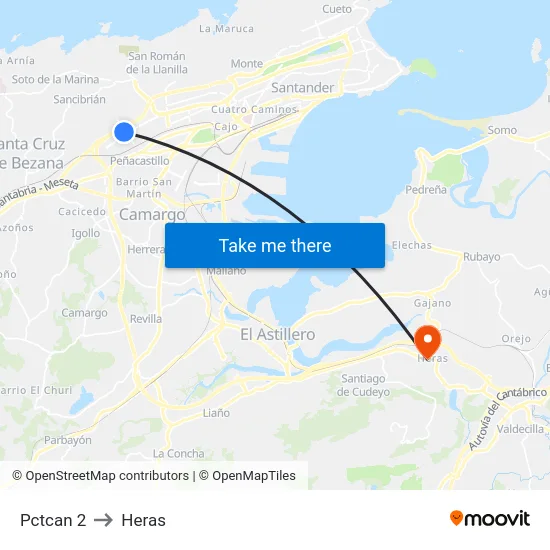Pctcan 2 to Heras map