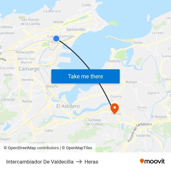 Intercambiador De Valdecilla to Heras map