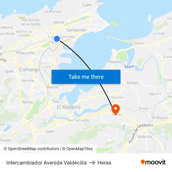 Intercambiador Avenida Valdecilla to Heras map