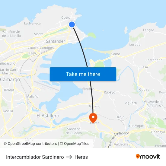 Intercambiador Sardinero to Heras map