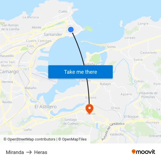 Miranda to Heras map