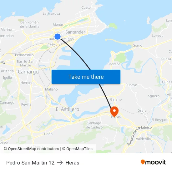 Pedro San Martin 12 to Heras map