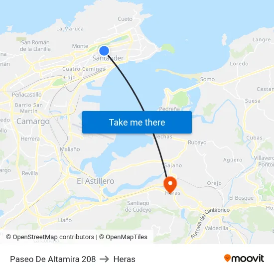 Paseo De Altamira 208 to Heras map