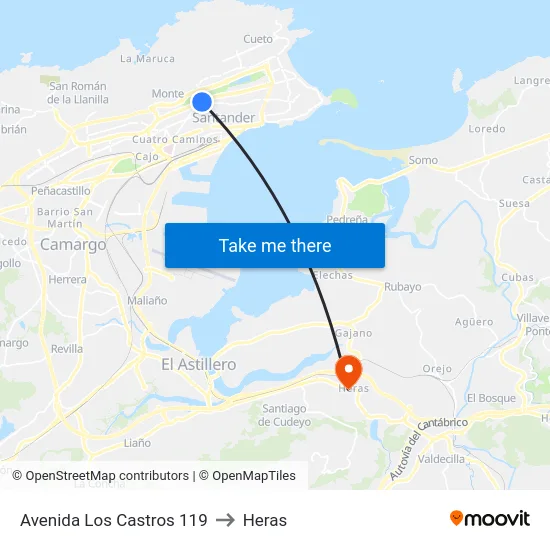 Avenida Los Castros 119 to Heras map