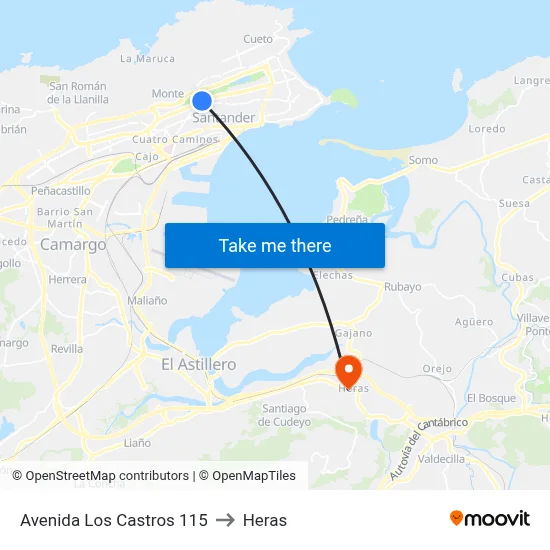 Avenida Los Castros 115 to Heras map