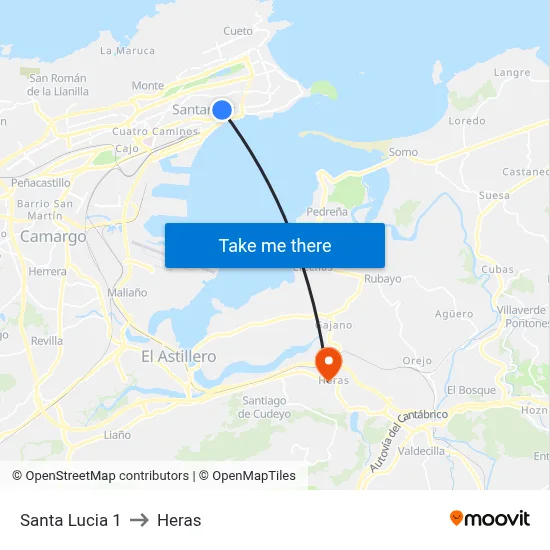 Santa Lucia 1 to Heras map