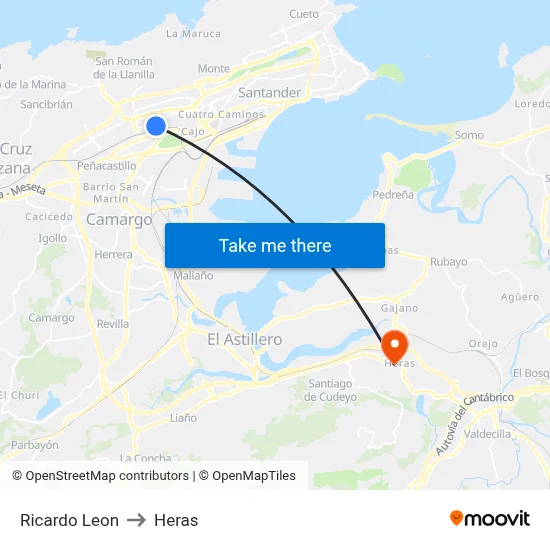 Ricardo Leon to Heras map