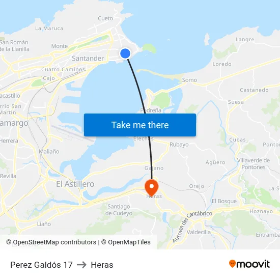 Perez Galdós 17 to Heras map