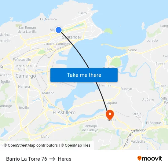 Barrio La Torre 76 to Heras map