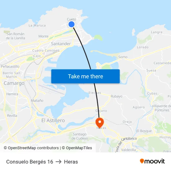 Consuelo Bergés 16 to Heras map