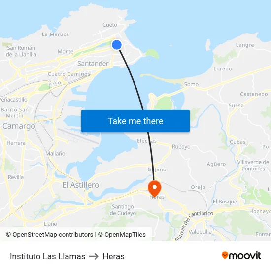 Instituto Las Llamas to Heras map