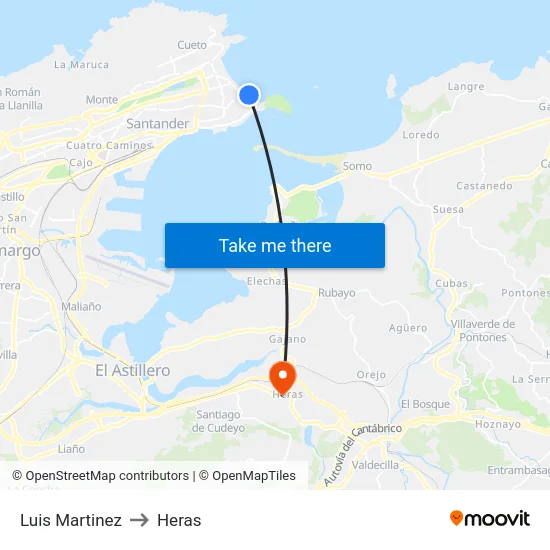 Luis Martinez to Heras map