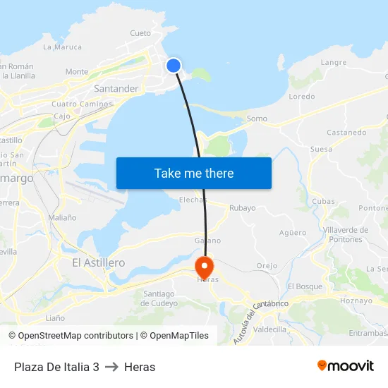 Plaza De Italia 3 to Heras map