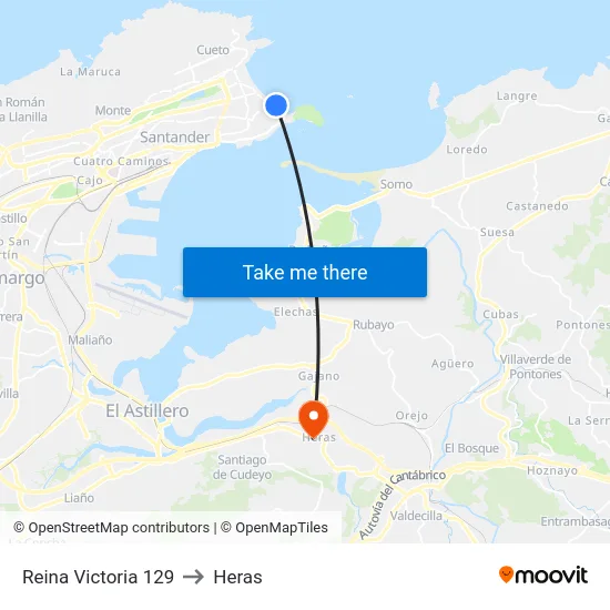 Reina Victoria 129 to Heras map