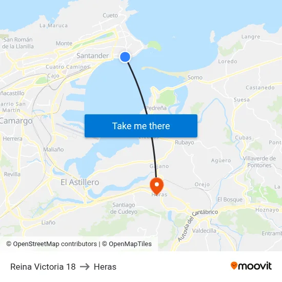 Reina Victoria 18 to Heras map