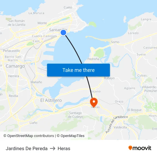 Jardines De Pereda to Heras map