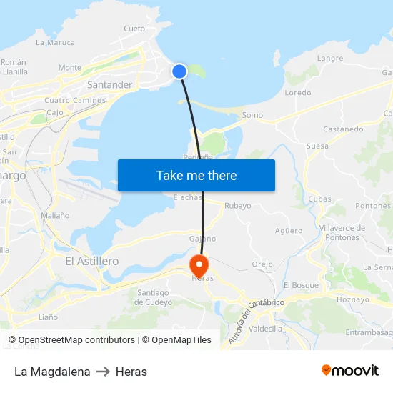 La Magdalena to Heras map