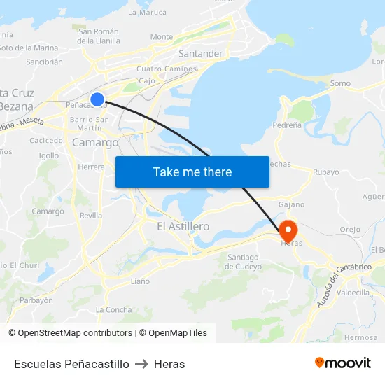 Escuelas Peñacastillo to Heras map