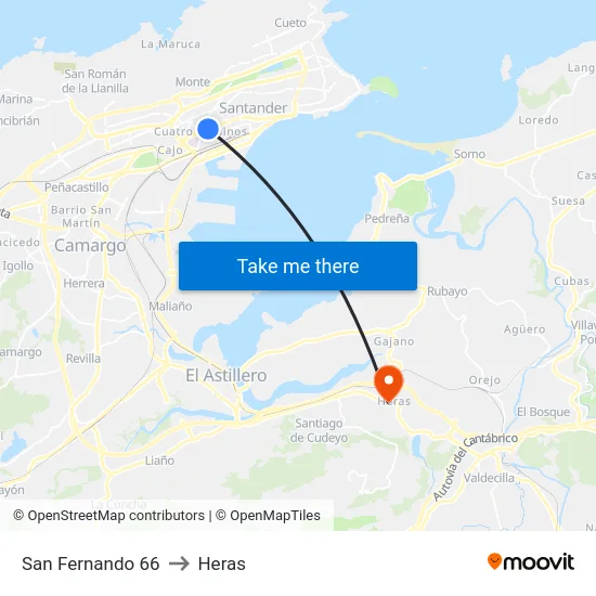 San Fernando 66 to Heras map