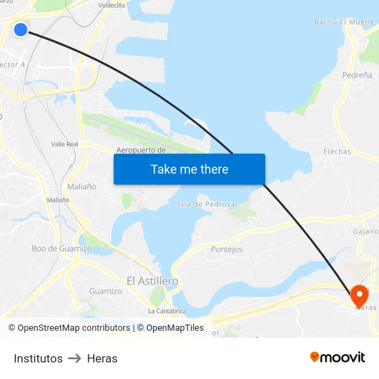 Institutos to Heras map
