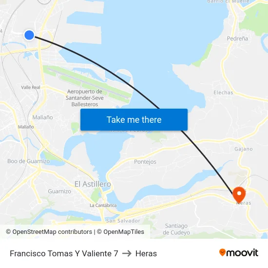 Francisco Tomas Y Valiente 7 to Heras map