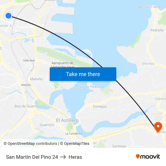 San Martín Del Pino 24 to Heras map