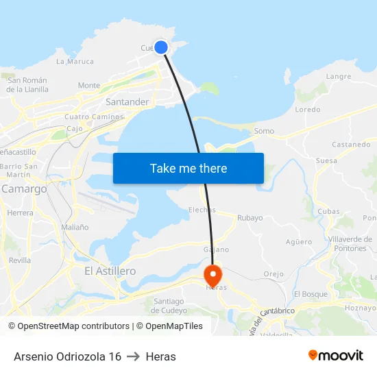 Arsenio Odriozola 16 to Heras map