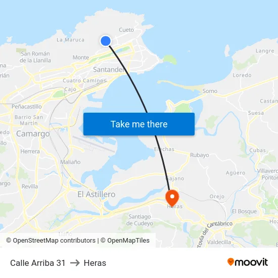 Calle Arriba 31 to Heras map