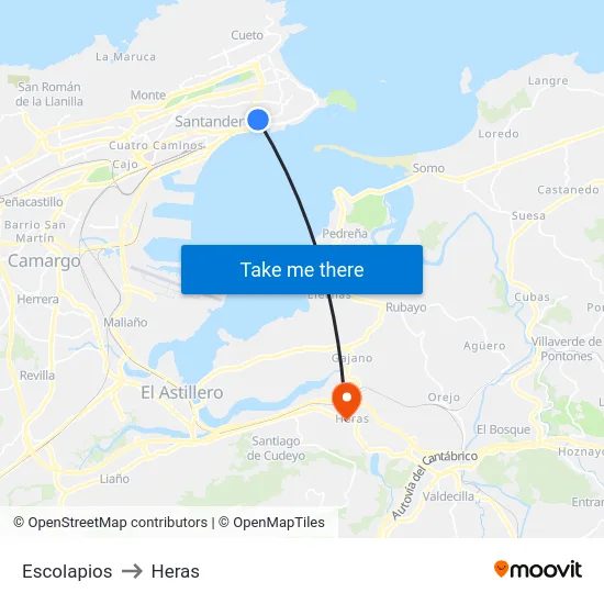 Escolapios to Heras map