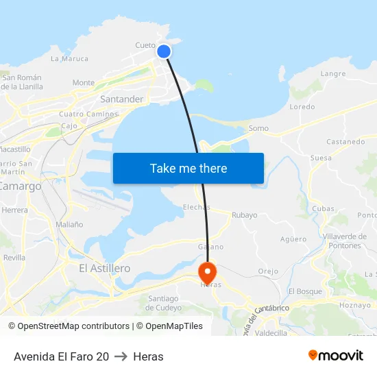 Avenida El Faro 20 to Heras map