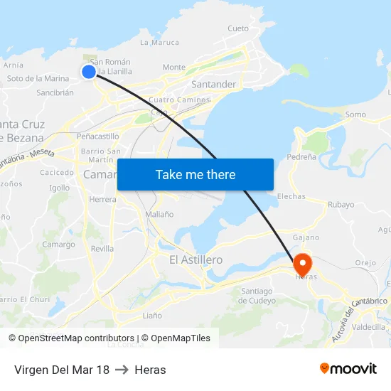 Virgen Del Mar 18 to Heras map