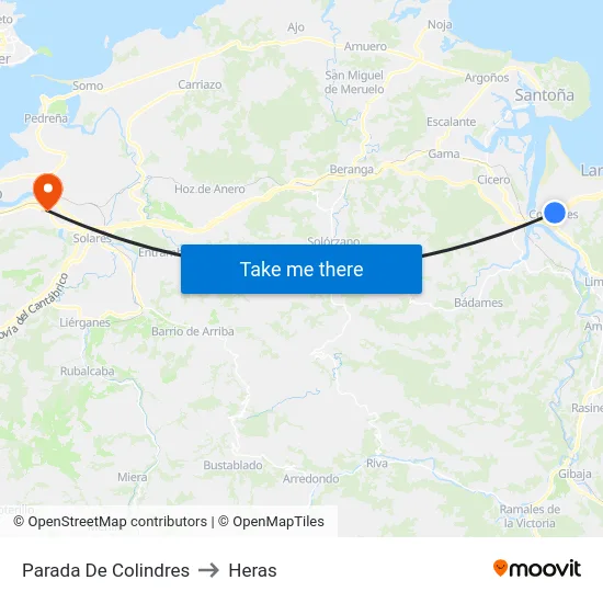 Parada De Colindres to Heras map