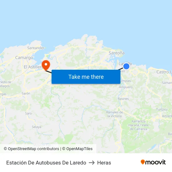 Estación De Autobuses De Laredo to Heras map