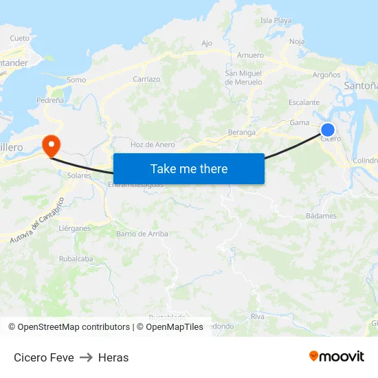 Cicero Feve to Heras map