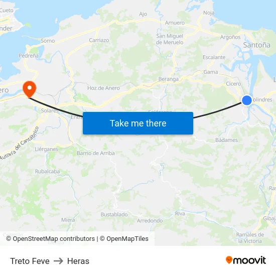 Treto Feve to Heras map